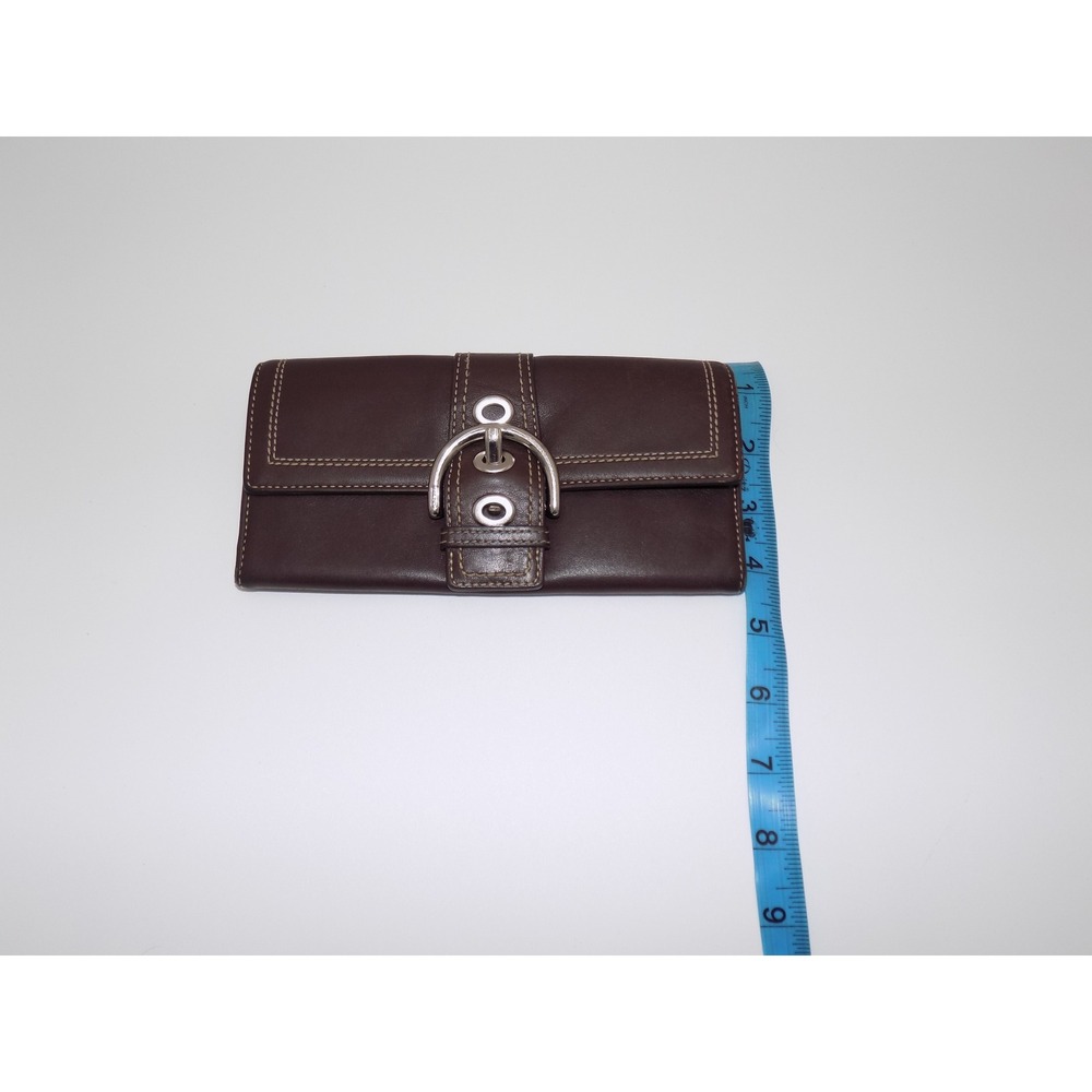 Coach Brown Leather Flap Buckle Wallet Long Continental Card Holder Purse